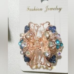 NWT Medium Rhinestone Butterfly Hairclip